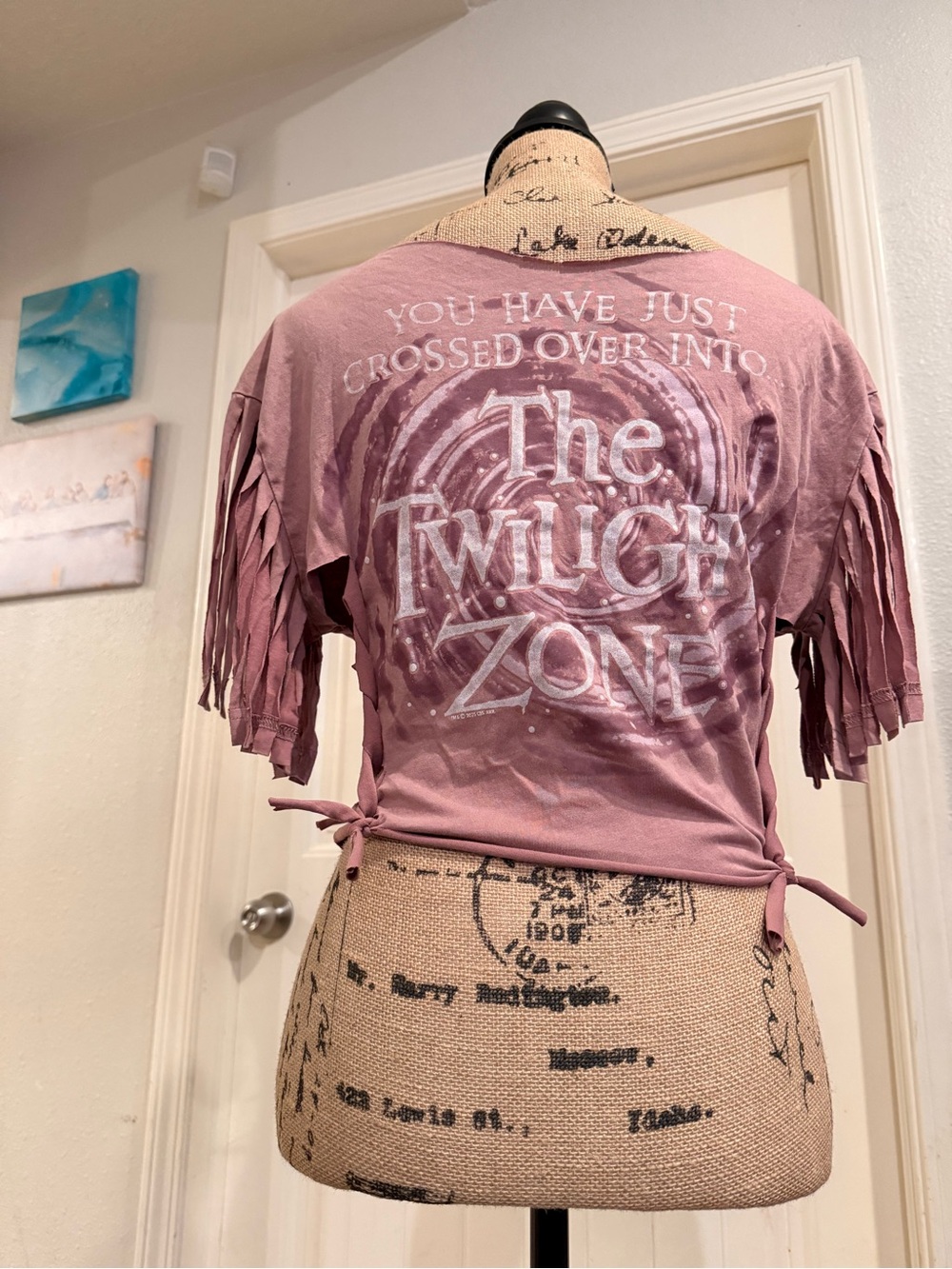 Twilight Zone Upcycled Fringe Crop Tee – Medium